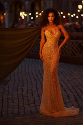 Fashionable Mermaid Halter Asymmetrical Sleeveless Beaded Evening Dresses With Pearls And Rhinestone